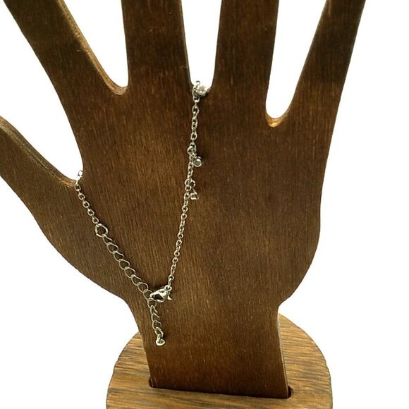 Silver-tone Tiny Dangling Crystal Drops Lightweight Bracelet-Anklet NWOT - Picture 9 of 13